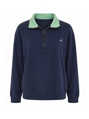 Cuffy’s of Cape Cod Blue & Mint Quarter Zip Pullover Sweater Womens Size M